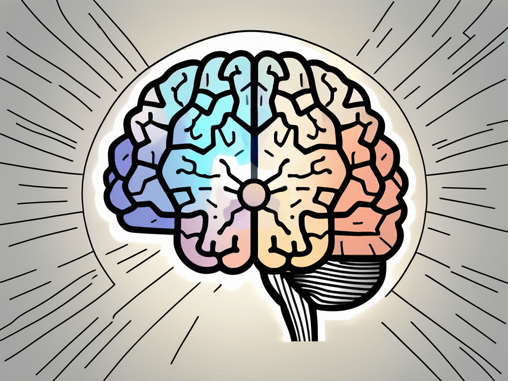 The human brain with the right hemisphere highlighted or glowing
