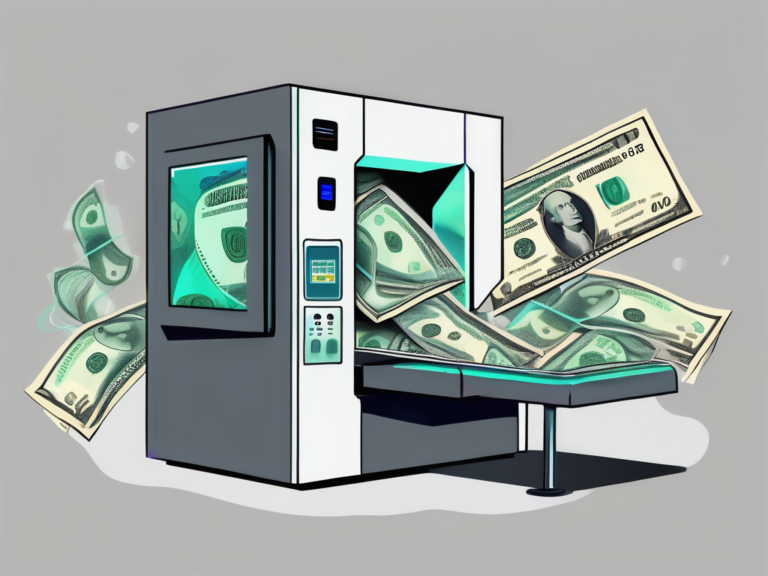 An fmri machine with dollar bills floating around it