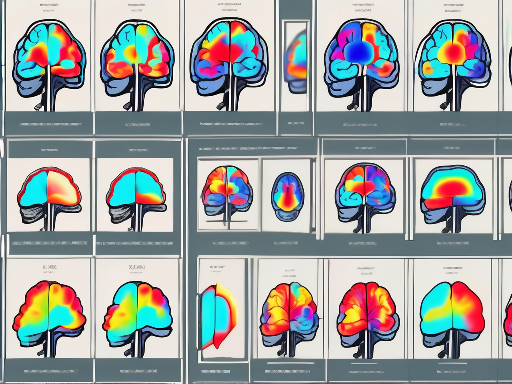 An fmri machine with colorful brain scans