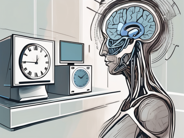 An fmri machine with a clock or timer nearby to signify the passage of time