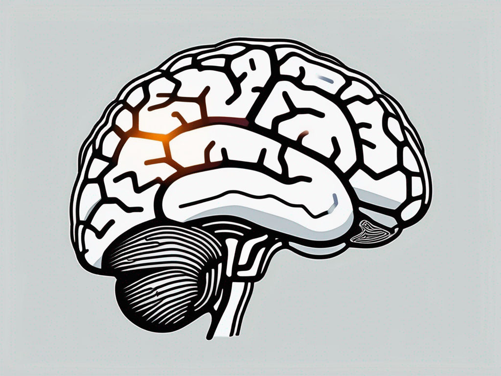 A brain with highlighted areas indicating activity